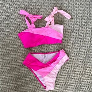 SHEIN Pink Gradient Bikini Swim Set